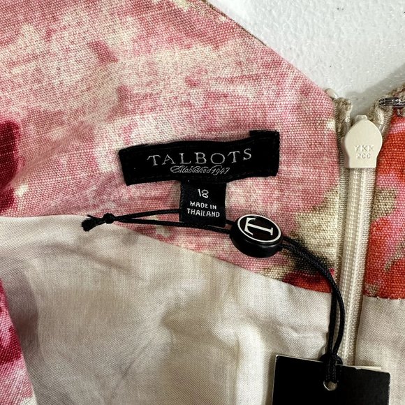 Talbots Womens Pink Floral Sheath Dress Size 18 100% Cotton Mini Dress NWT - Picture 7 of 12
